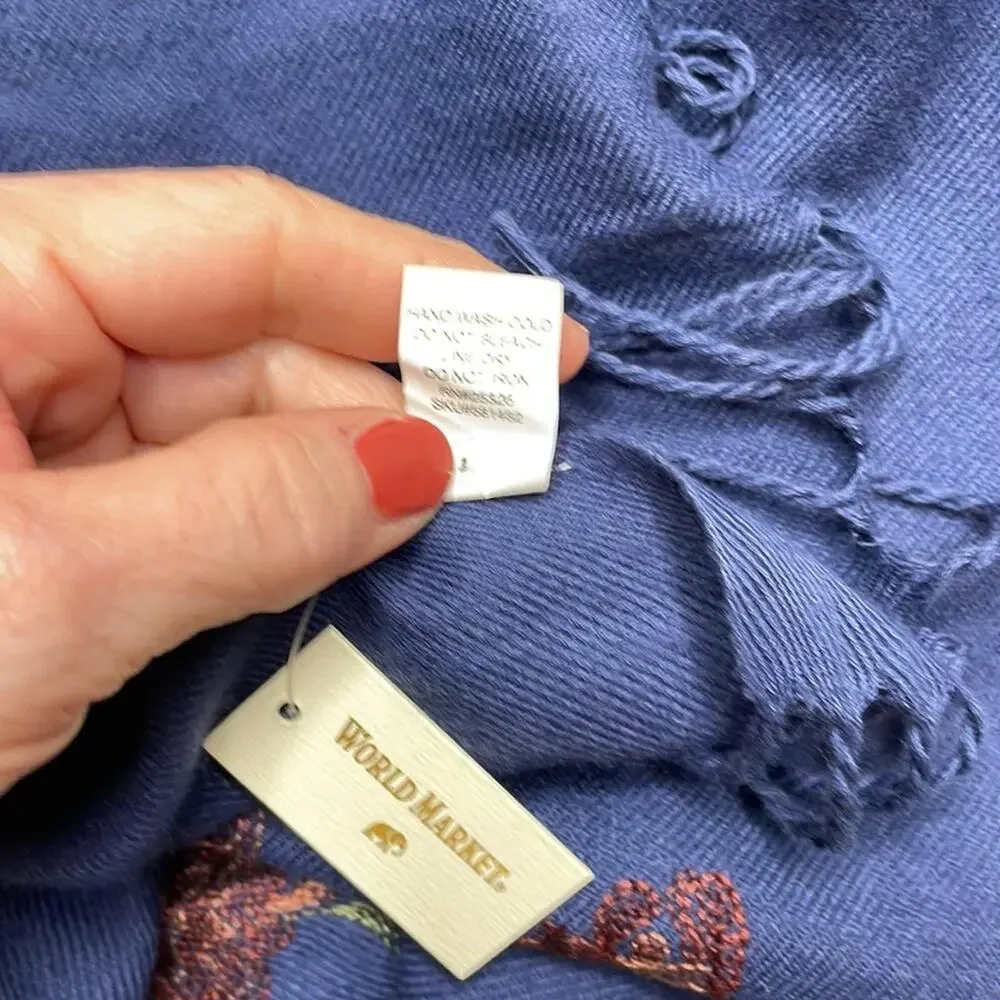 NWT World Market Super Soft Boho Embroidered Scarf